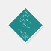 シンプルティール（緑がかった色）前夜へようこそ スタンダードカクテルナプキン (角)