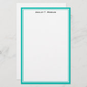 シンプルティール（緑がかった色）/白パーソナライズされた文具 便箋 (正面/裏面)