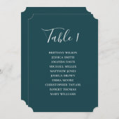 シンプルティール(緑がかった色)結婚の座席表スクリプモダント 招待状 (正面/裏面)