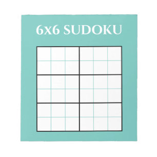 シンプルティール(緑がかった色)6x6スドクグリッドテンプレート ノートパッド