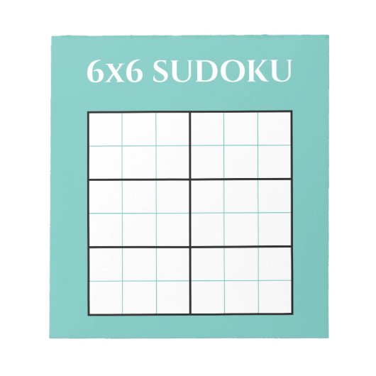 シンプルティール(緑がかった色)6x6スドクグリッドテンプレート ノートパッド (正面)