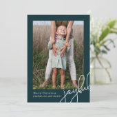 シンプルティール（緑がかった色）Joyful Script エレガント Photo シーズンカード (スタンド正面)