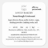 シンプルテキサス州コテージ食品ラベル スクエアシール (正面)