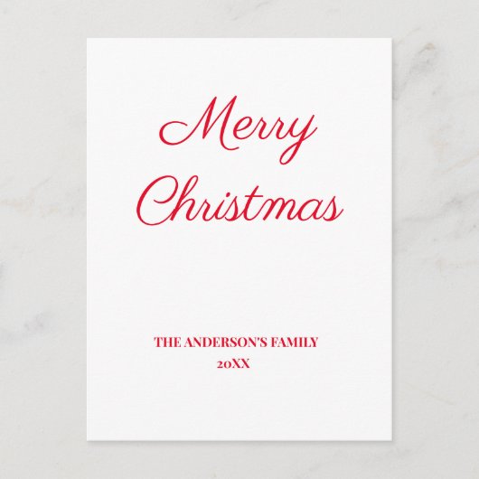 シンプルテキストミニマルのクリスマスのパーソナライズを追加 ポストカード (正面)