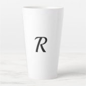 シンプルテキストミニマルモノグラム写真のコピーの追加 カフェラテマグ (正面)