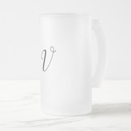 シンプルテキストミニマルモノグラム写真のコピーの追加 フロストグラスビールジョッキ (正面右)