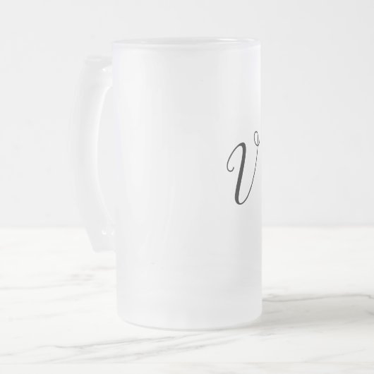 シンプルテキストミニマルモノグラム写真のコピーの追加 フロストグラスビールジョッキ (正面左)
