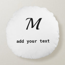 シンプルテキストミニマルモノグラム写真のスローを追加 ラウンドクッション