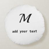 シンプルテキストミニマルモノグラム写真のスローを追加 ラウンドクッション (裏面)