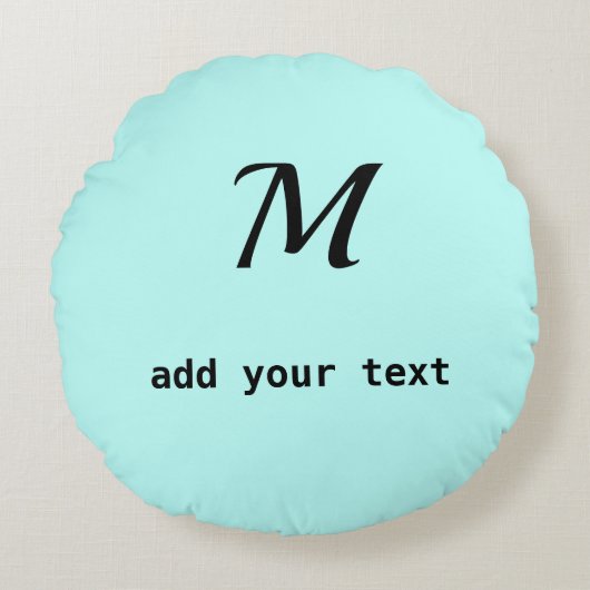 シンプルテキストミニマルモノグラム写真のスローを追加 ラウンドクッション (正面)