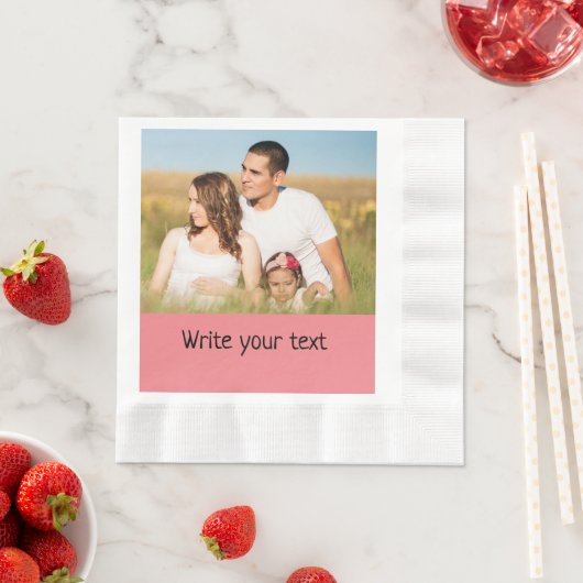 シンプルテキストミニマル写真のクリスマスを追加n 縁ありランチョンナプキン (インサイチュ)