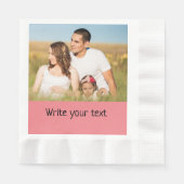 シンプルテキストミニマル写真のクリスマスを追加n 縁ありランチョンナプキン (正面)