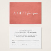 シンプルテクスエレガントチャバラ美しいGiftCertificate (正面&裏面)