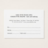 シンプルテクスエレガントチャバラ美しいGiftCertificate (裏面)