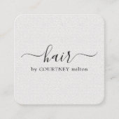 シンプルテクスエレガントチャ白美容師 スクエア名刺 (正面)