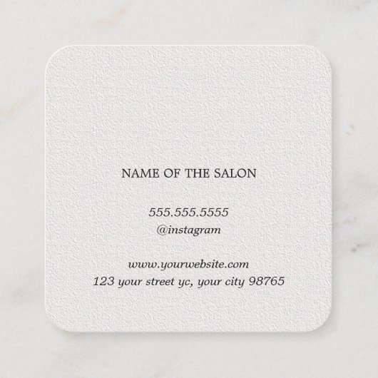 シンプルテクスエレガントチャ白美容師 スクエア名刺 (裏面)