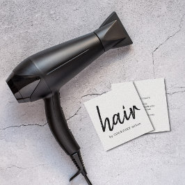 シンプルテクスエレガントチャ白美容師 スクエア名刺