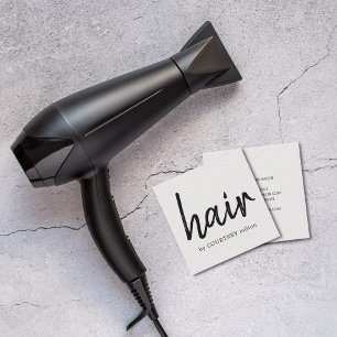 シンプルテクスエレガントチャ白美容師 スクエア名刺