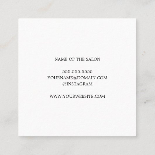 シンプルテクスエレガントチャ白美容師 スクエア名刺 (裏面)