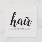 シンプルテクスエレガントチャ白美容師 スクエア名刺 (正面)