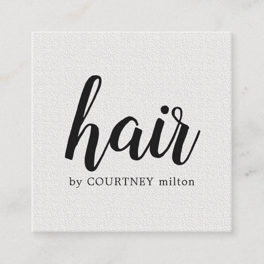 シンプルテクスエレガントチャ白美容師 スクエア名刺 (正面)