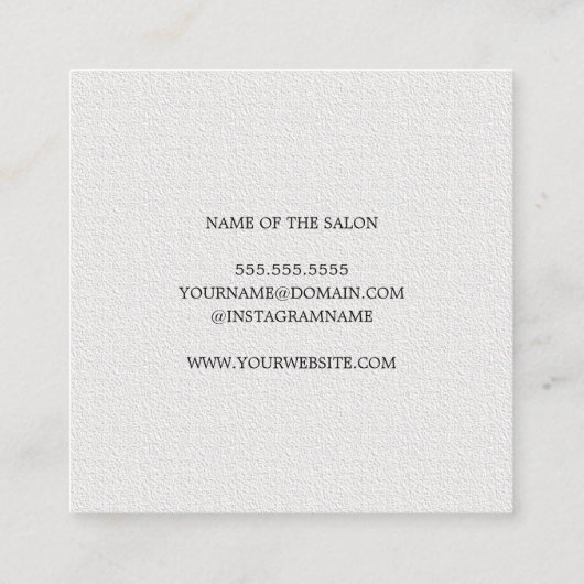 シンプルテクスエレガントチャ白美容師 スクエア名刺 (裏面)