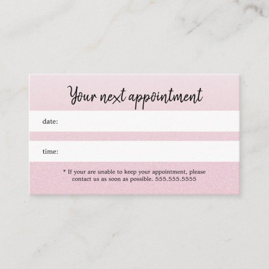 シンプルテクスチエレガントックピンク美しいアポイントメント 予約カード (正面)