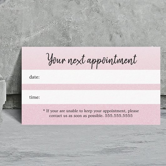 シンプルテクスチエレガントックピンク美しいアポイントメント 予約カード