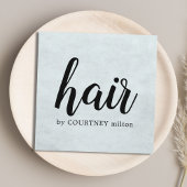 シンプルテクスチエレガントャのライトブルー美容師 スクエア名刺