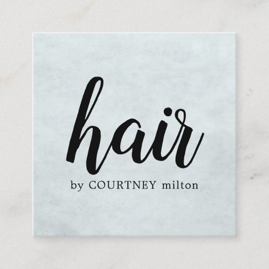 シンプルテクスチエレガントャのライトブルー美容師 スクエア名刺 (正面)