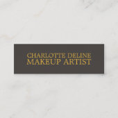 シンプルテクスチカッコいいュレーグレー金ゴールドメイクアップアーティスト スキニー名刺 (正面)