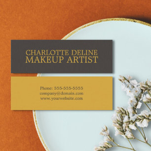 シンプルテクスチカッコいいュレーグレー金ゴールドメイクアップアーティスト スキニー名刺