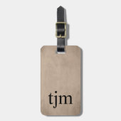 シンプルテクスチャーはっきりしたブラウンブラックモノグラム ラゲッジタグ (正面縦)