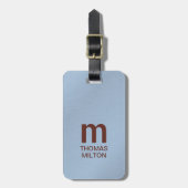 シンプルテクスチャー青茶色モノグラム ラゲッジタグ (正面縦)