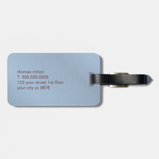 シンプルテクスチャー青茶色モノグラム ラゲッジタグ (裏面横)