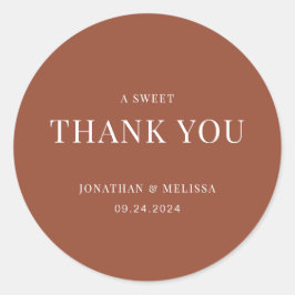 シンプルテラコタタイポグラフィ結婚の感謝 ラウンドシール
