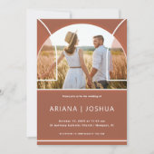 シンプルテラコッタアーチ結婚写真 招待状 (正面)