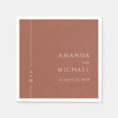 シンプルテラコッタエレガントクラシックモノグラム結婚ズ スタンダードカクテルナプキン (正面)