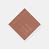 シンプルテラコッタエレガントクラシックモノグラム結婚ズ スタンダードカクテルナプキン (角)