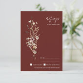 シンプルテラコッタオータオータム秋ワイルドフラワー結婚ズ 出欠カード (スタンド正面)