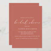 シンプルテラコッタカリグラフィーブライダルシャワーインヴィータ 招待状 (正面/裏面)