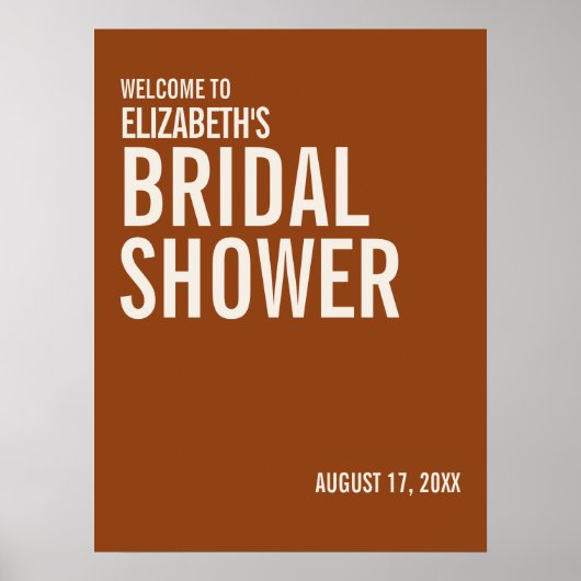 シンプルテラコッタタイポグラフィブライダルシャワー歓迎 ポスター (正面)