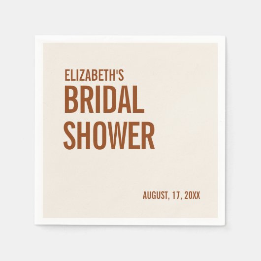 シンプルテラコッタタイポグラフィブライダルシャワー スタンダードカクテルナプキン (正面)