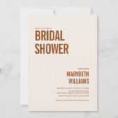 シンプルテラコッタタイポグラフィブライダルシャワー 招待状 (正面)