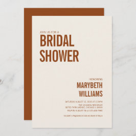 シンプルテラコッタタイポグラフィブライダルシャワー 招待状