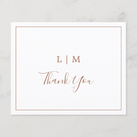 シンプルテラコッタバジェット結婚ズサンキューカード (正面)