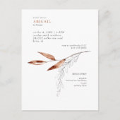 シンプルテラコッタモダンリーフブライダルシャワー ポストカード (正面)