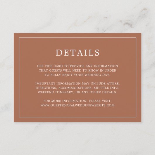 シンプルテラコッタモノグラムエレガントウェディング エンクロージャーカード (正面)