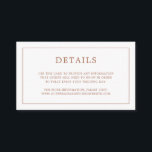 シンプルテラコッタモノグラムエレガントウェディング エンクロージャーカード<br><div class="desc">小さいシンプルのエンクロージャカーモダンドが搭載さエレガントれたデザインの詳細をバックの薄いモノグラムに囲ま縁どせた小さい。すべてのデザイン要素はテラコッタ/燃えたオレンジ/錆にあり、デザイン編集ツールで変更できる。ミニマルスタイリッシュなカップルのためのシックで素晴らしデザイン。これらのエンクロージャカードを使用して、ホテルの宿泊施設、駐車場、シャトル情報など、ゲストが知る必要がある方向やその他の重要な詳細を提供する。</div>