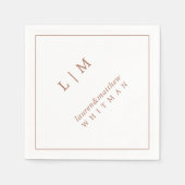 シンプルテラコッタモノグラムエレガントウェディング スタンダードカクテルナプキン (正面)